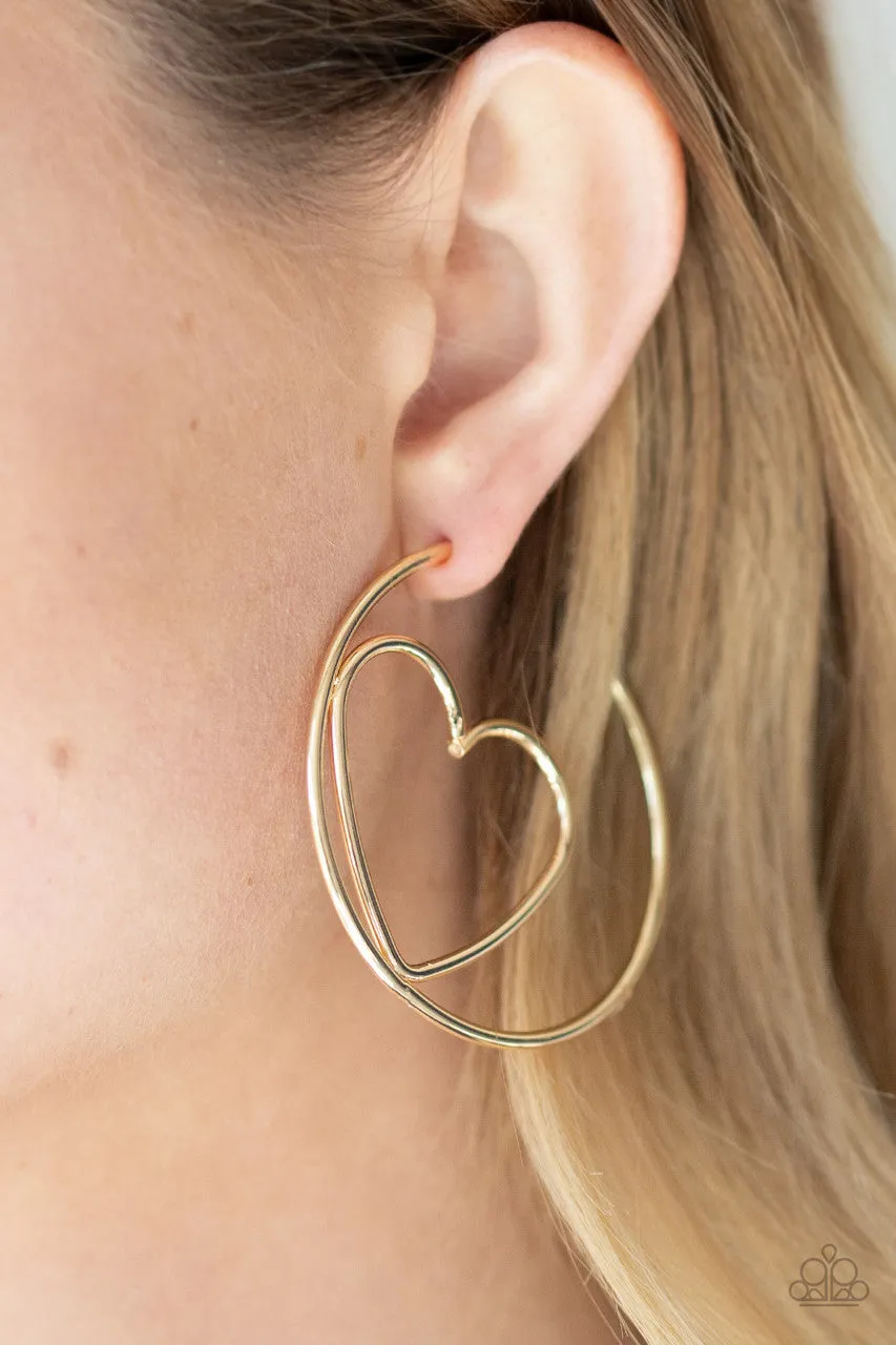 Love at First BRIGHT Gold Paparazzi Earrings