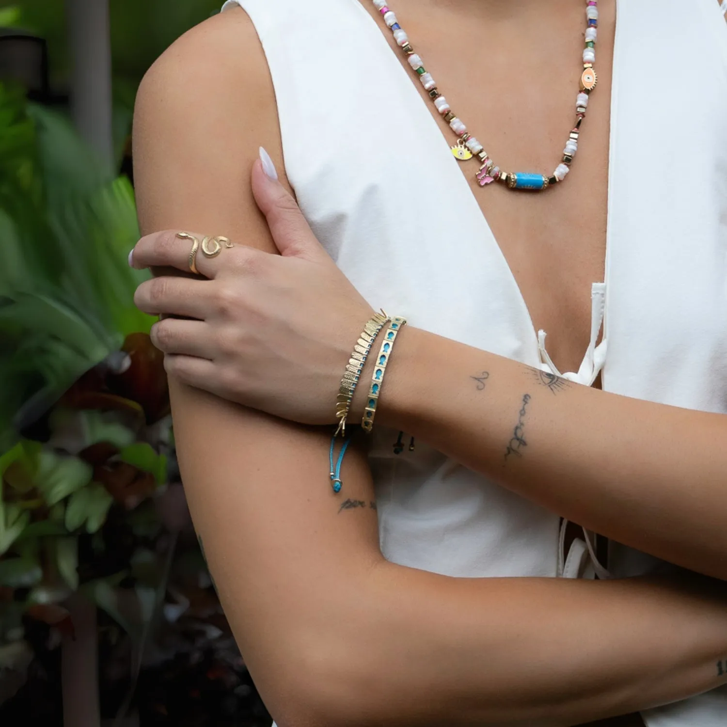 Lucky Fish Turquoise Woven Unisex String Bracelet