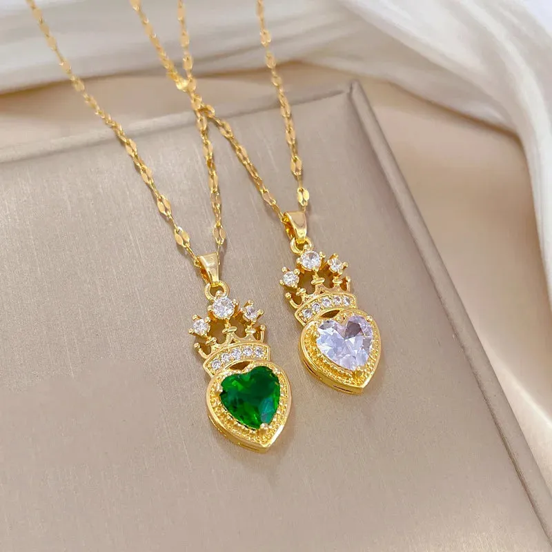 Luxurious Queen's Crown Necklace Exquisite and Versatile Stainless Steel Clavicle Chain