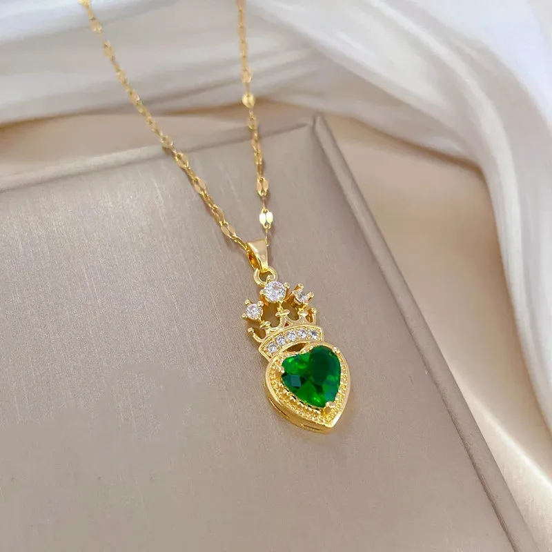Luxurious Queen's Crown Necklace Exquisite and Versatile Stainless Steel Clavicle Chain