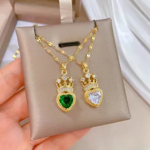 Luxurious Queen's Crown Necklace Exquisite and Versatile Stainless Steel Clavicle Chain