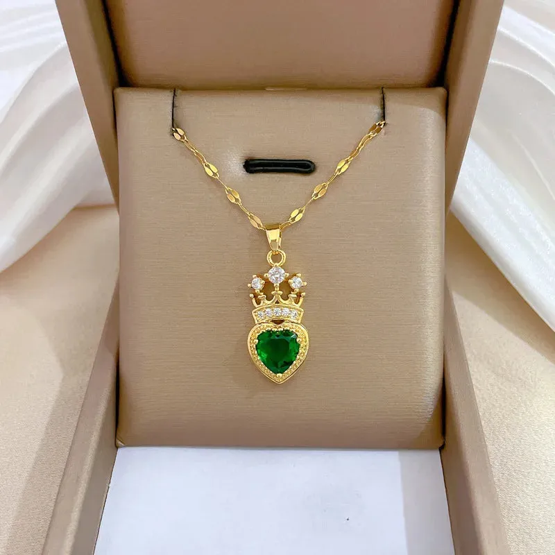 Luxurious Queen's Crown Necklace Exquisite and Versatile Stainless Steel Clavicle Chain
