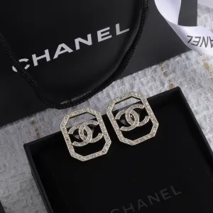 Luxury CC Full Rhinestone Square Earrings