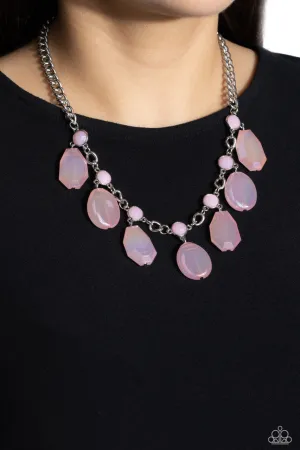 Maldives Mural - Pink - Asymmetric Iridescent Bead Paparazzi Short Necklace