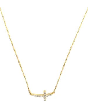 Marianne CZ Sideways Curved Cross