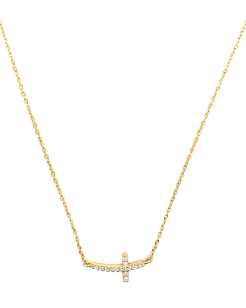 Marianne CZ Sideways Curved Cross
