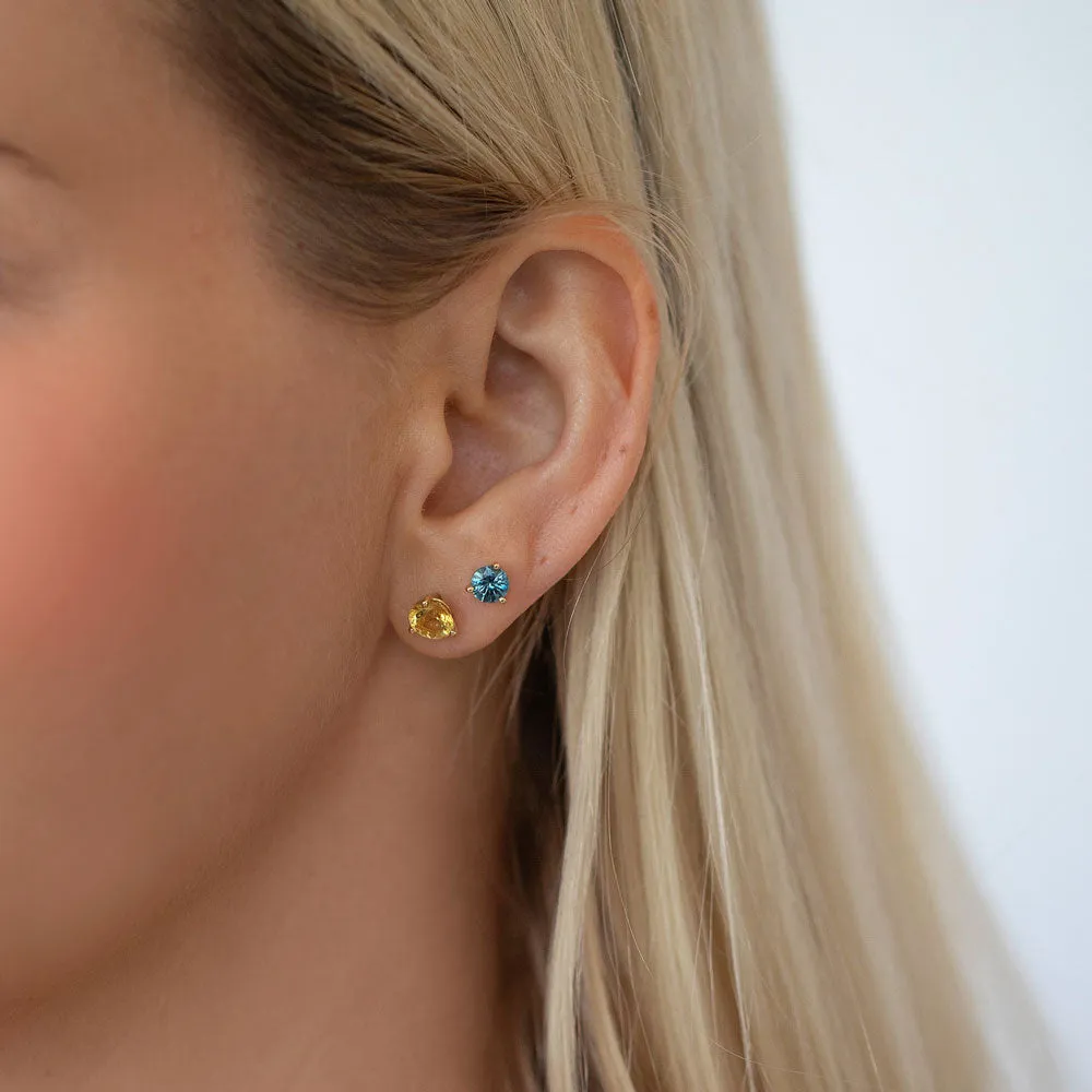 Martini Stud Earrings - Petite Blue & Yellow sapphire