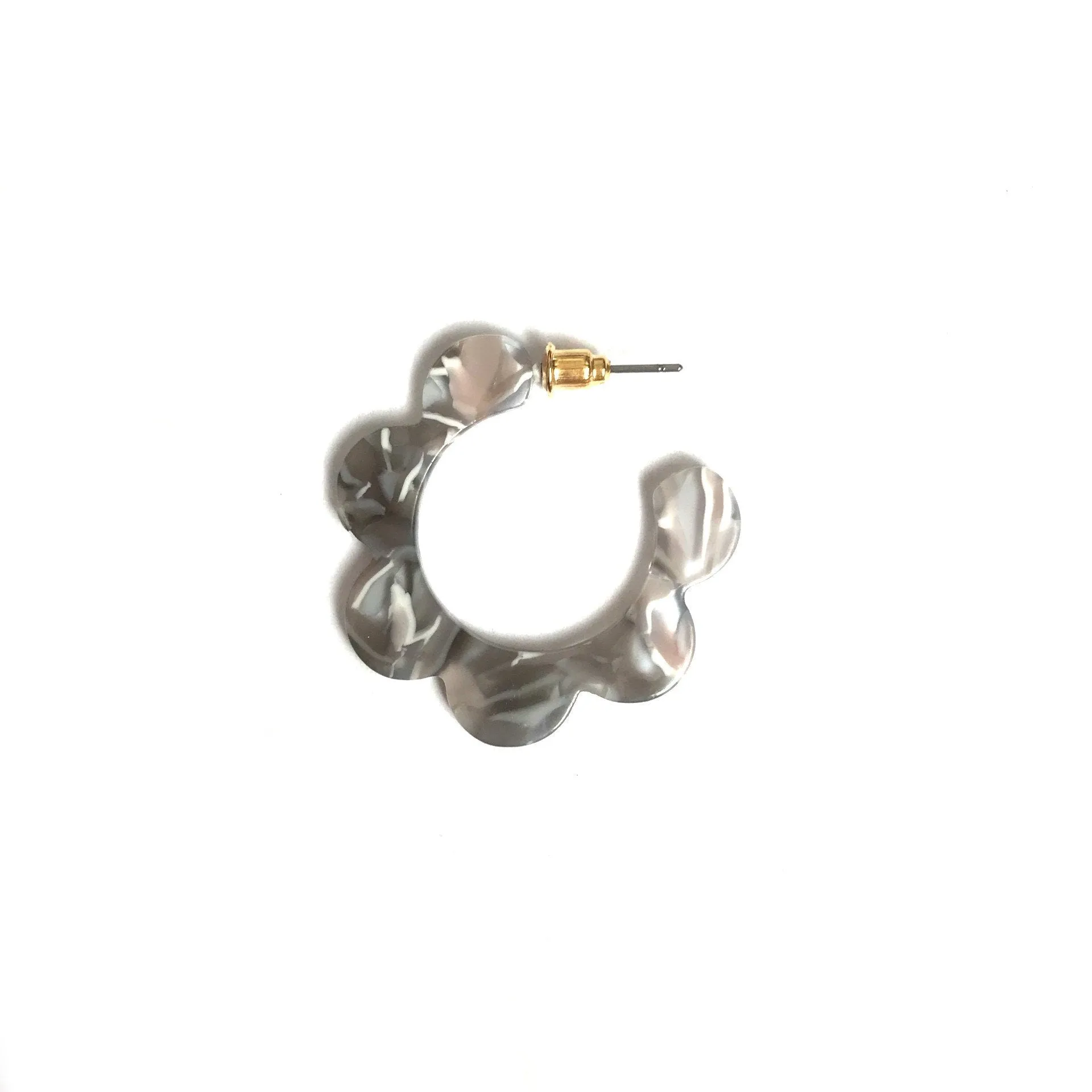 Matching Set Grey & White Hoop Earrings and Studs - Lightweight, Resin, Everyday,  Grey Earrings, Hoop Earrings,Stud Earrings,Jewellery Set