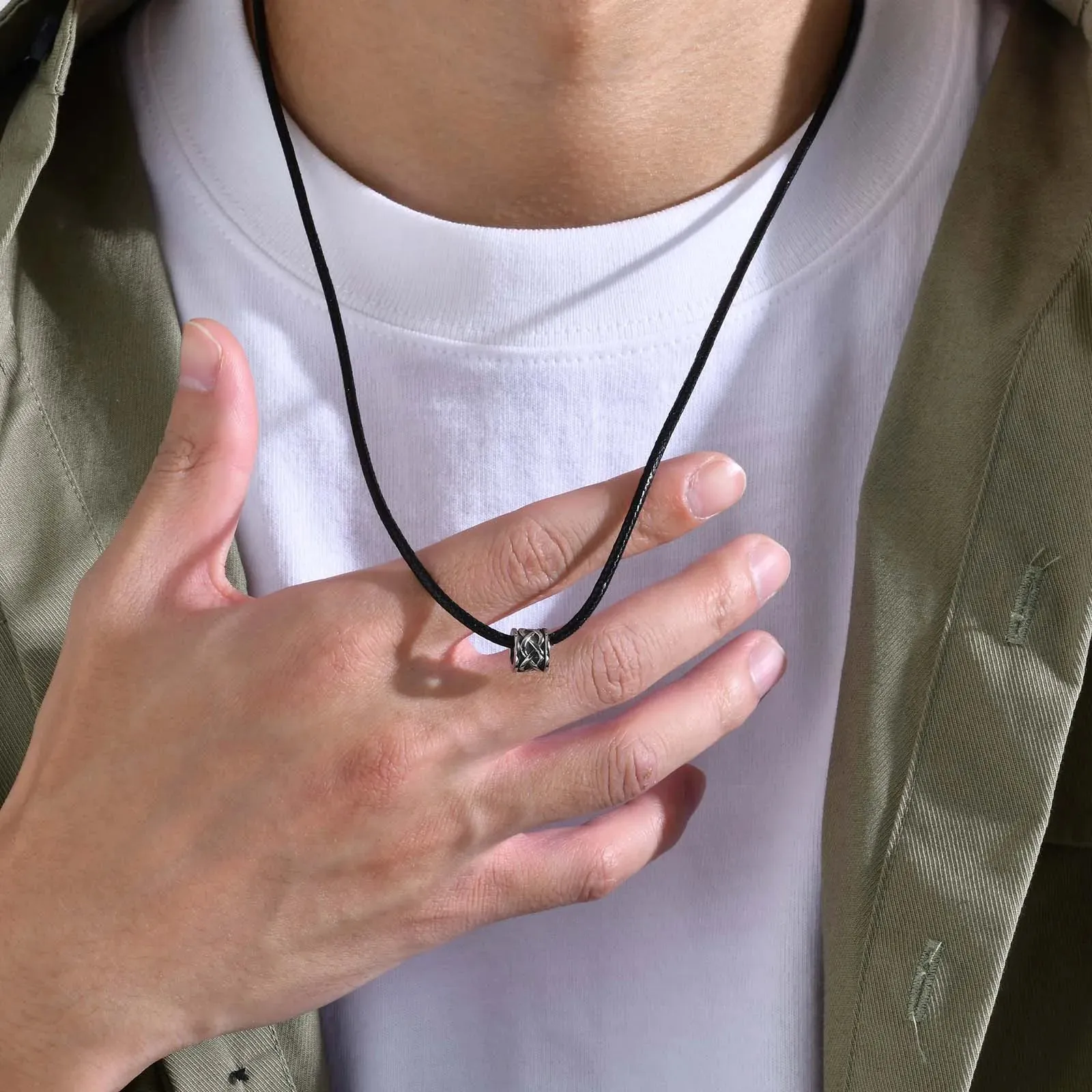 Men Waterproof Stainless Steel Celtic Knot Charm Necklaces