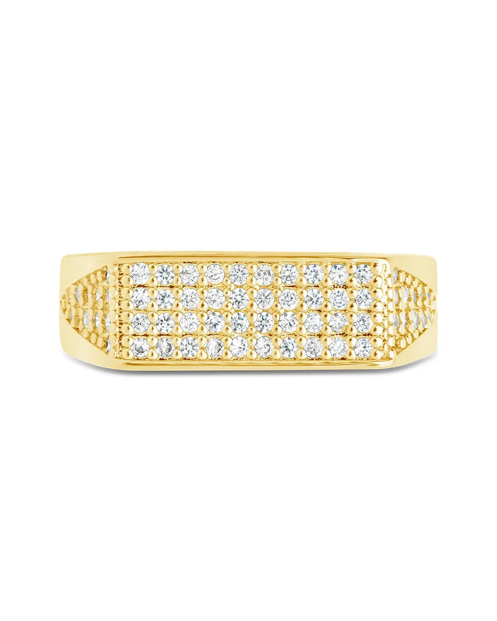 Men's CZ Bar Signet Ring