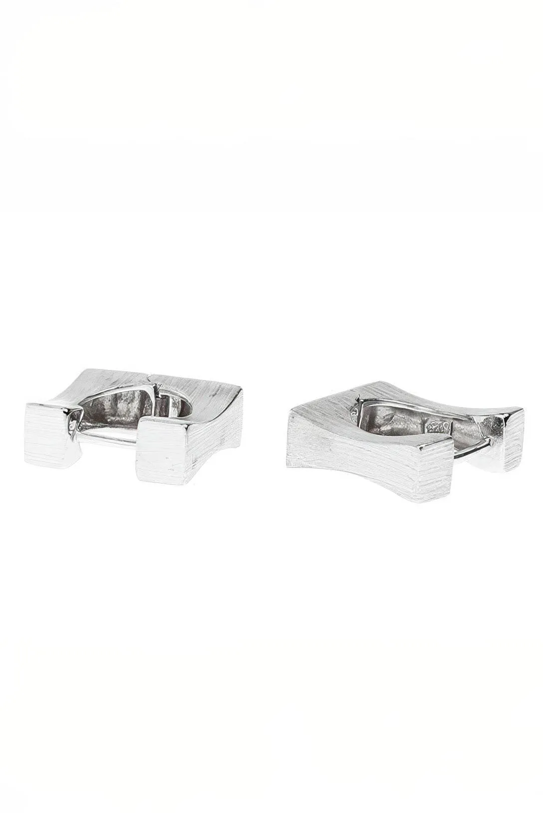 Men's Square Sterling Silver Earrings - Trendy Minimalist Design