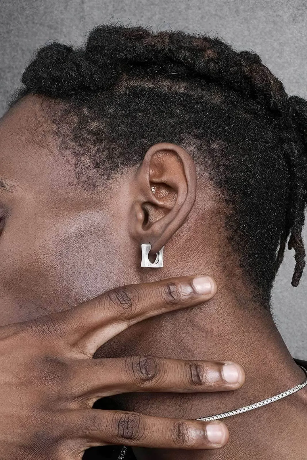 Men's Square Sterling Silver Earrings - Trendy Minimalist Design