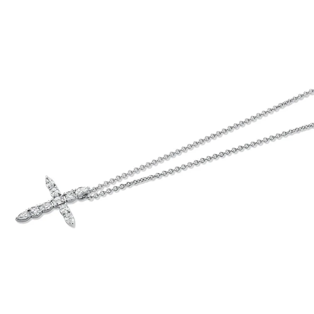 Michael M 18K White Gold Diamond Montage Cross Pendant P408