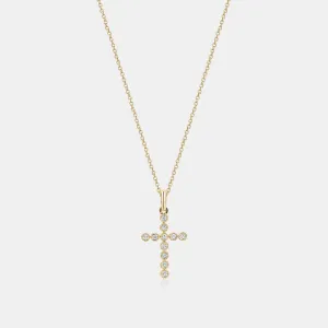 Mini Diamond Milgrain Bezel Cross Necklace
