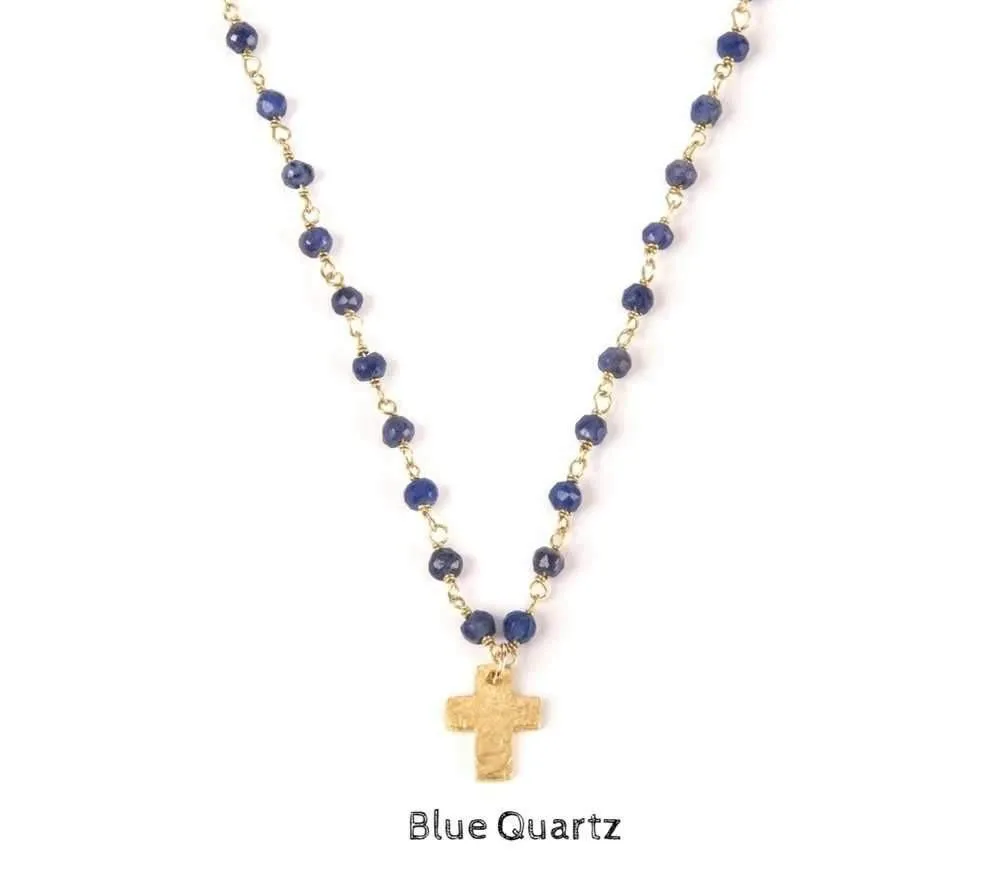 Mini Hammered Gold Cross Necklace