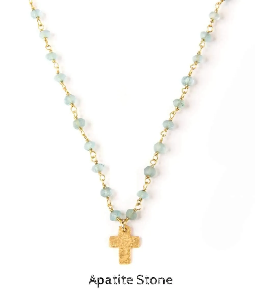 Mini Hammered Gold Cross Necklace