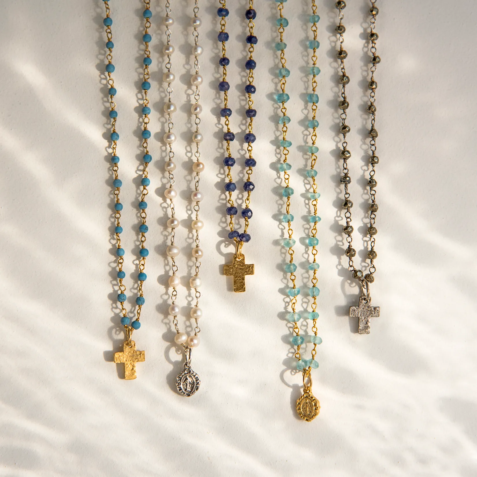 Mini Hammered Gold Cross Necklace