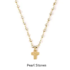 Mini Hammered Gold Cross Necklace
