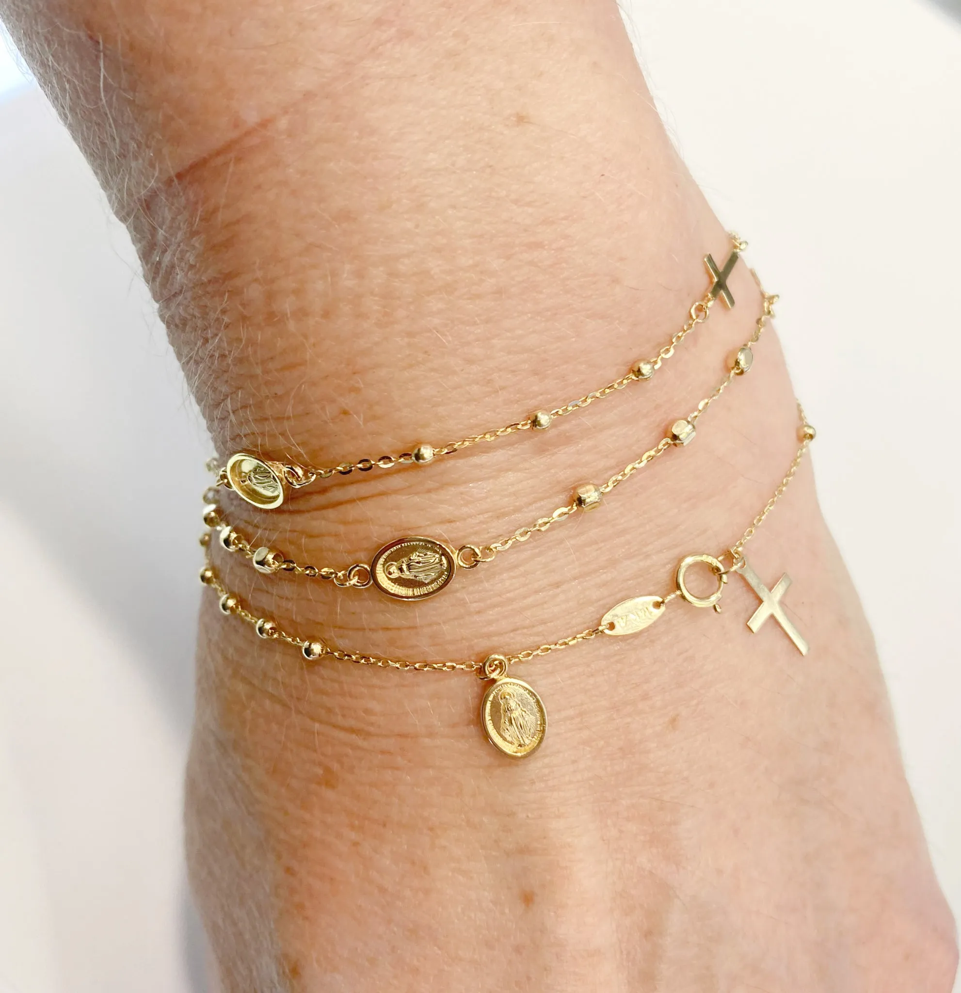 Miraculous Medal and Cross Rosary Bracelet