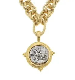 Mixed Metal Equestrian Intaglio Necklace