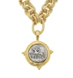 Mixed Metal Equestrian Intaglio Necklace