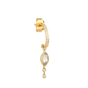 Moonstone & Diamond Marquise Single Earring