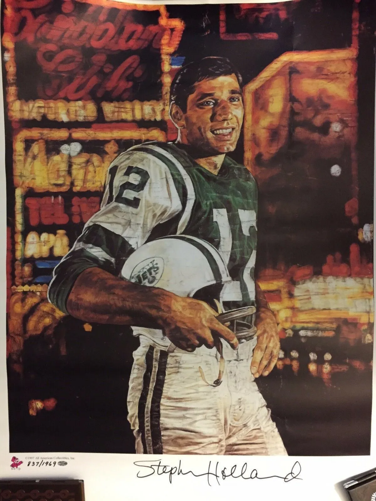 Muhammad Ali with Stephen Holland Signed Giclee on canvas Plus Free Joe Namath