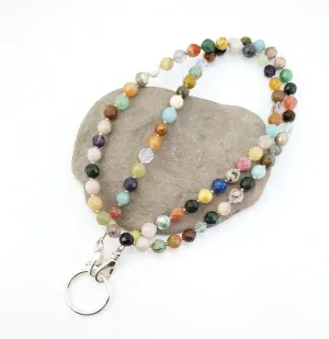 Multicolor Fancy Jasper Faceted Bead Eyeglass Necklace/Eyeglass Chain