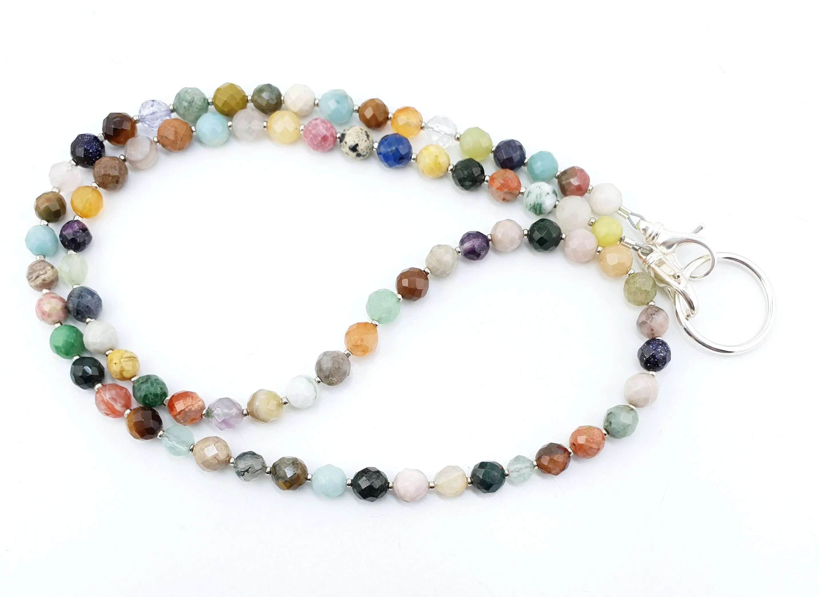 Multicolor Fancy Jasper Faceted Bead Eyeglass Necklace/Eyeglass Chain