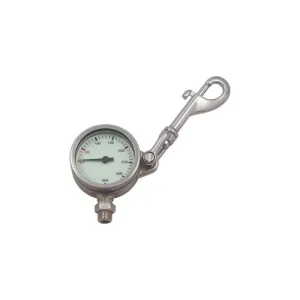 Nautilus SPG52 mm 0-360 Bar, Tempered Glass, SNAP with SHACKLE Bolt Snap HL911 w. Swivel   OR Viton