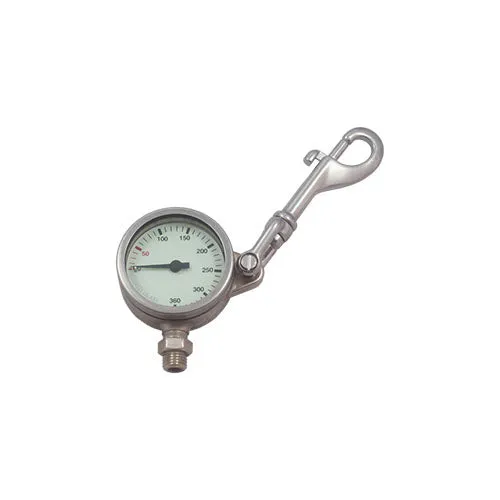 Nautilus SPG52 mm 0-360 Bar, Tempered Glass, SNAP with SHACKLE Bolt Snap HL911 w. Swivel   OR Viton