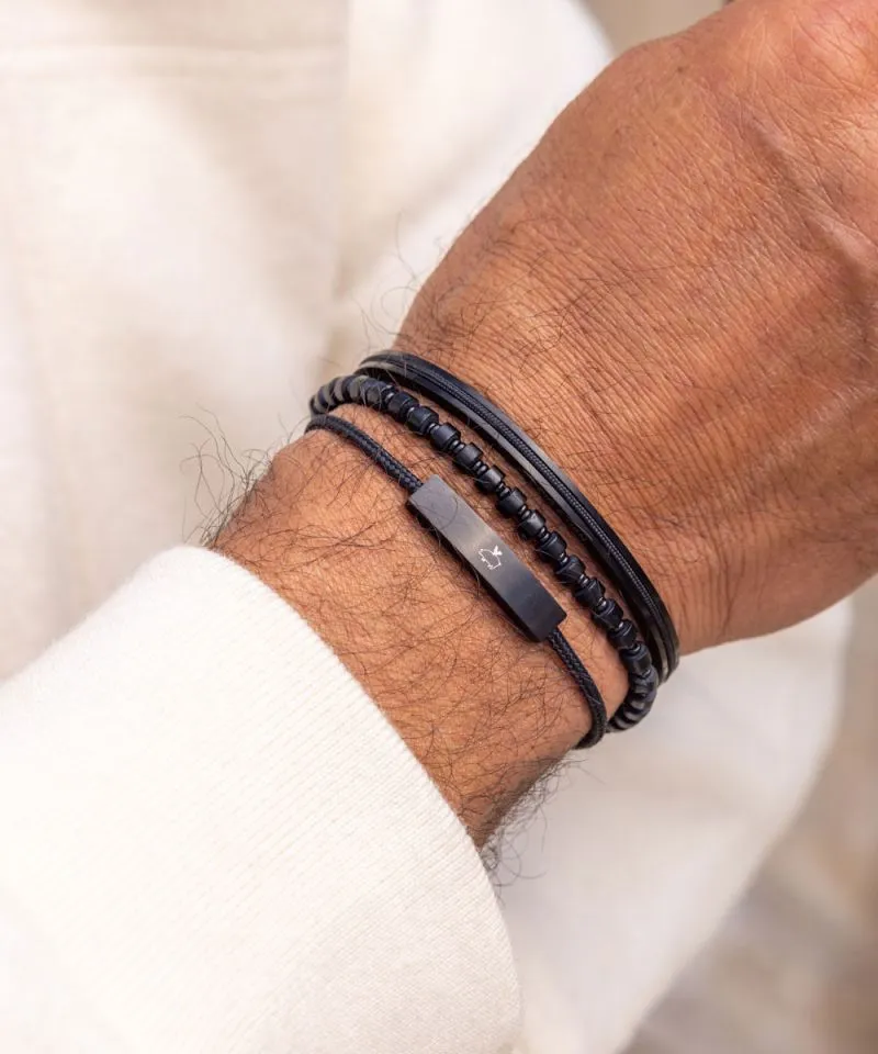 Navarch Cuff Bracelet 4mm in Black/Black
