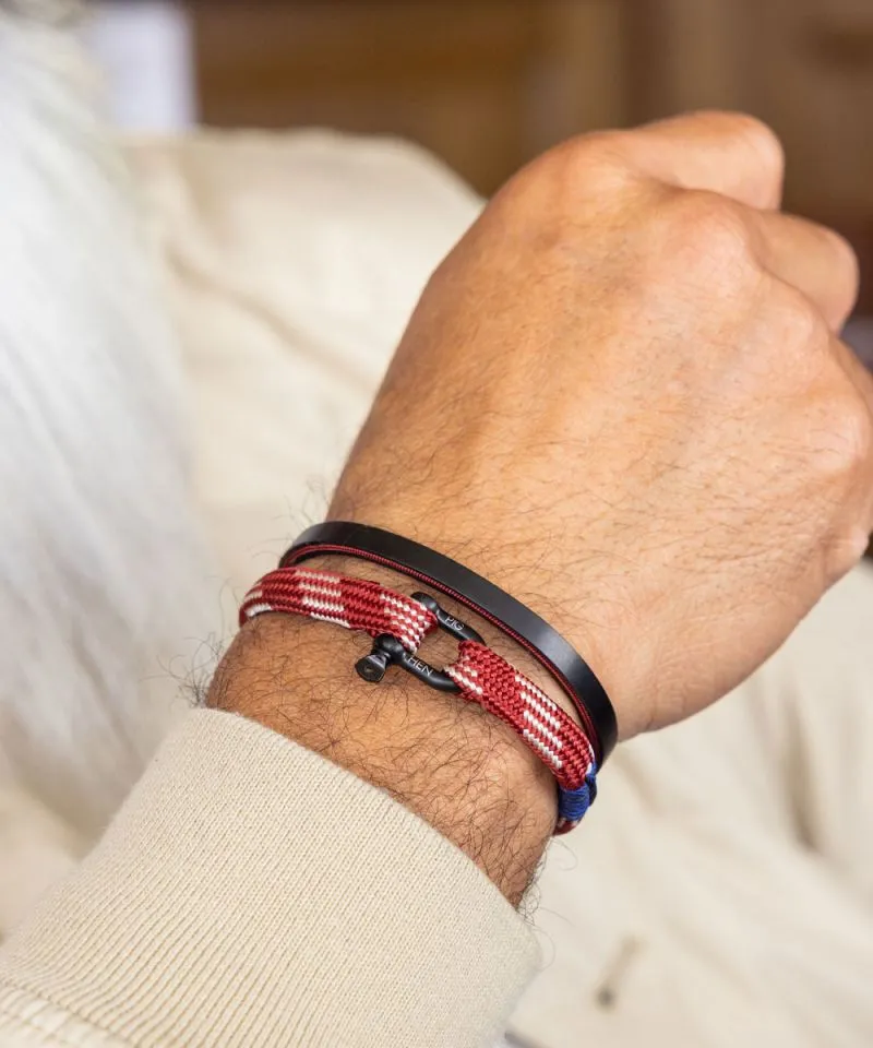 Navarch Side Cuff Bracelet in Brick Red/Black