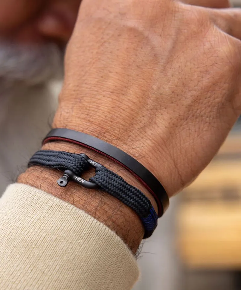 Navarch Side Cuff Bracelet in Brick Red/Black