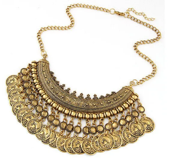 NEW Maxi Bohemian Necklace Turquoise Beads Gypsy Ethnic Vintage Choker Collares Necklaces & Pendants Collier Necklace Women