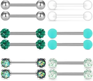 New MODRSA Nipple Rings 14G Nipplerings Piercing Women Surgical Steel Nipple Jewelry for Women Viper Tongue Nipple Piercing Bar Flexible Retainer 5/8" 16mm 14mm 9/16"