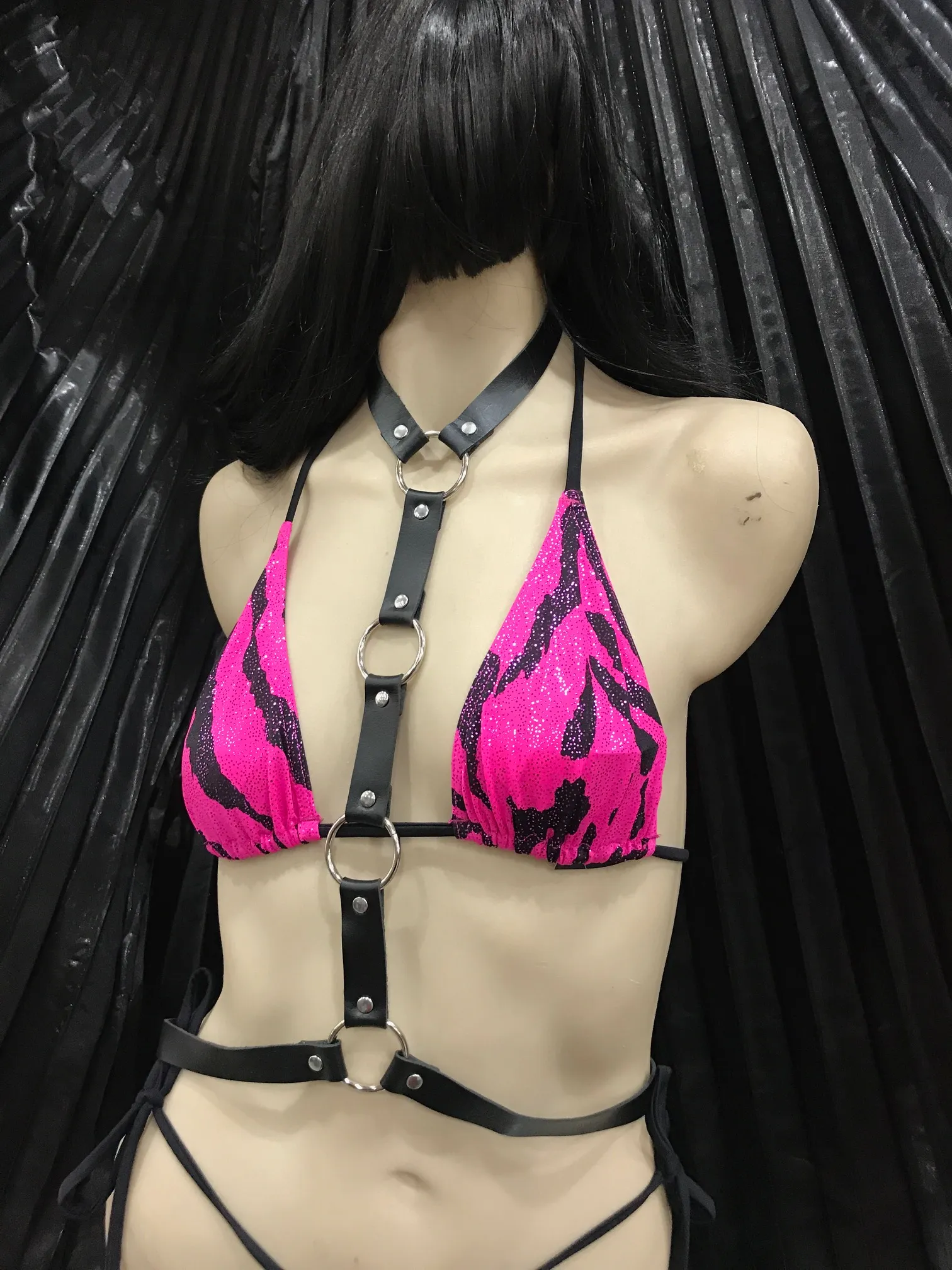 O Ring T Bar Harness Vegan Leather