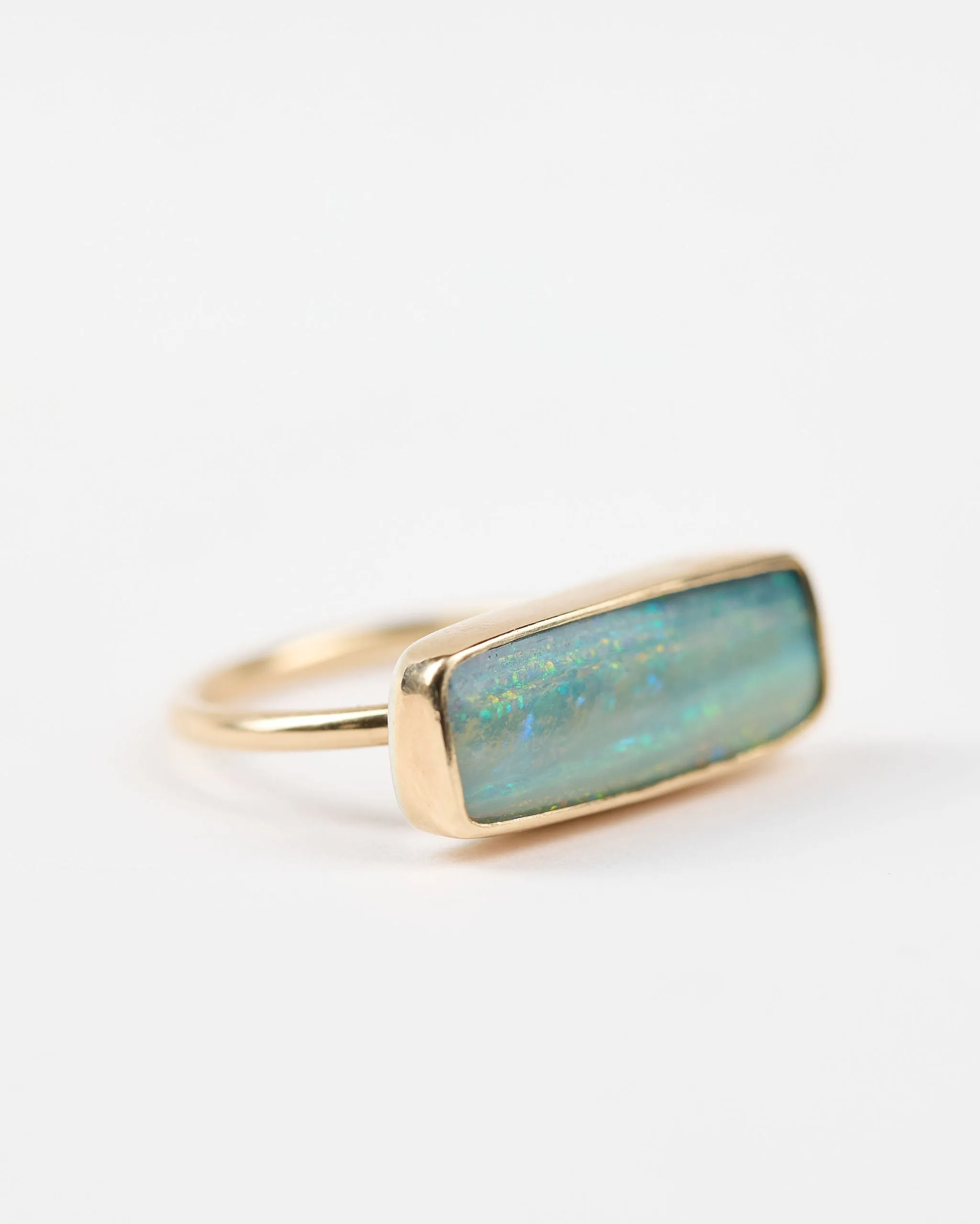 Opal Rectangle Bar Ring
