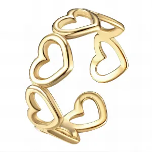 Open Heart Cluster Ring – Adjustable 18K Gold