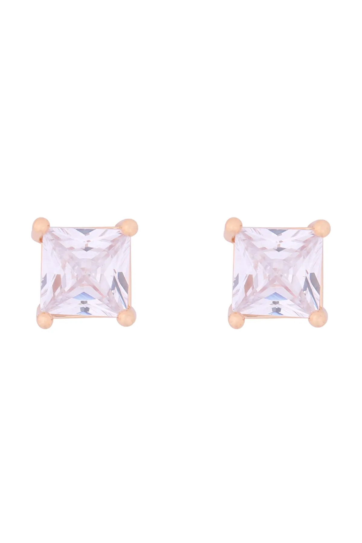 ORG 6MM SQUARE CUBIC ZIRCONIA STUD EARRINGS