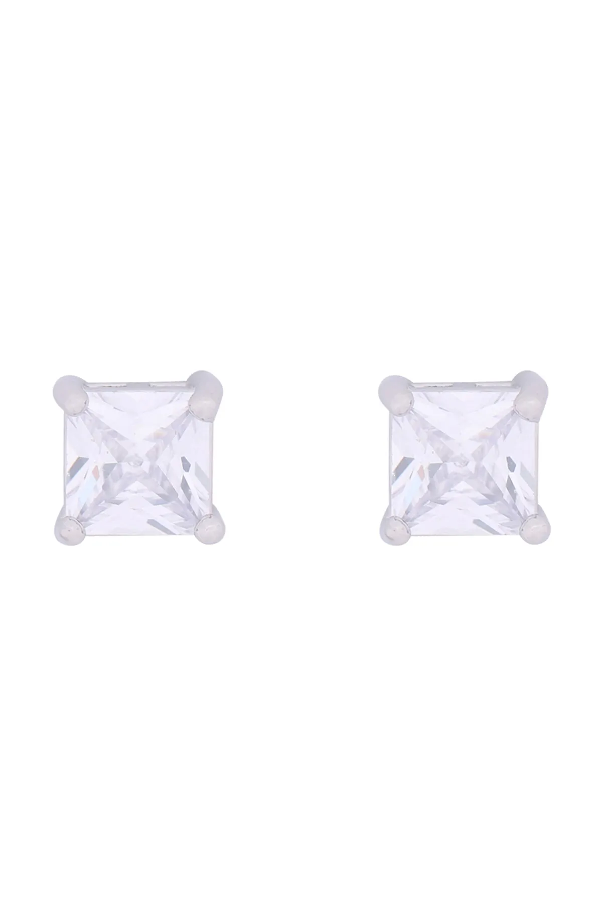 ORG 6MM SQUARE CUBIC ZIRCONIA STUD EARRINGS