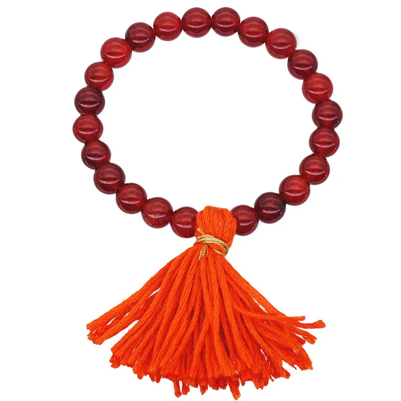 Original Design Color Natural Stone Bracelet Cotton Line Tassel Beach Sand Wind Elastic Rope Bracelet