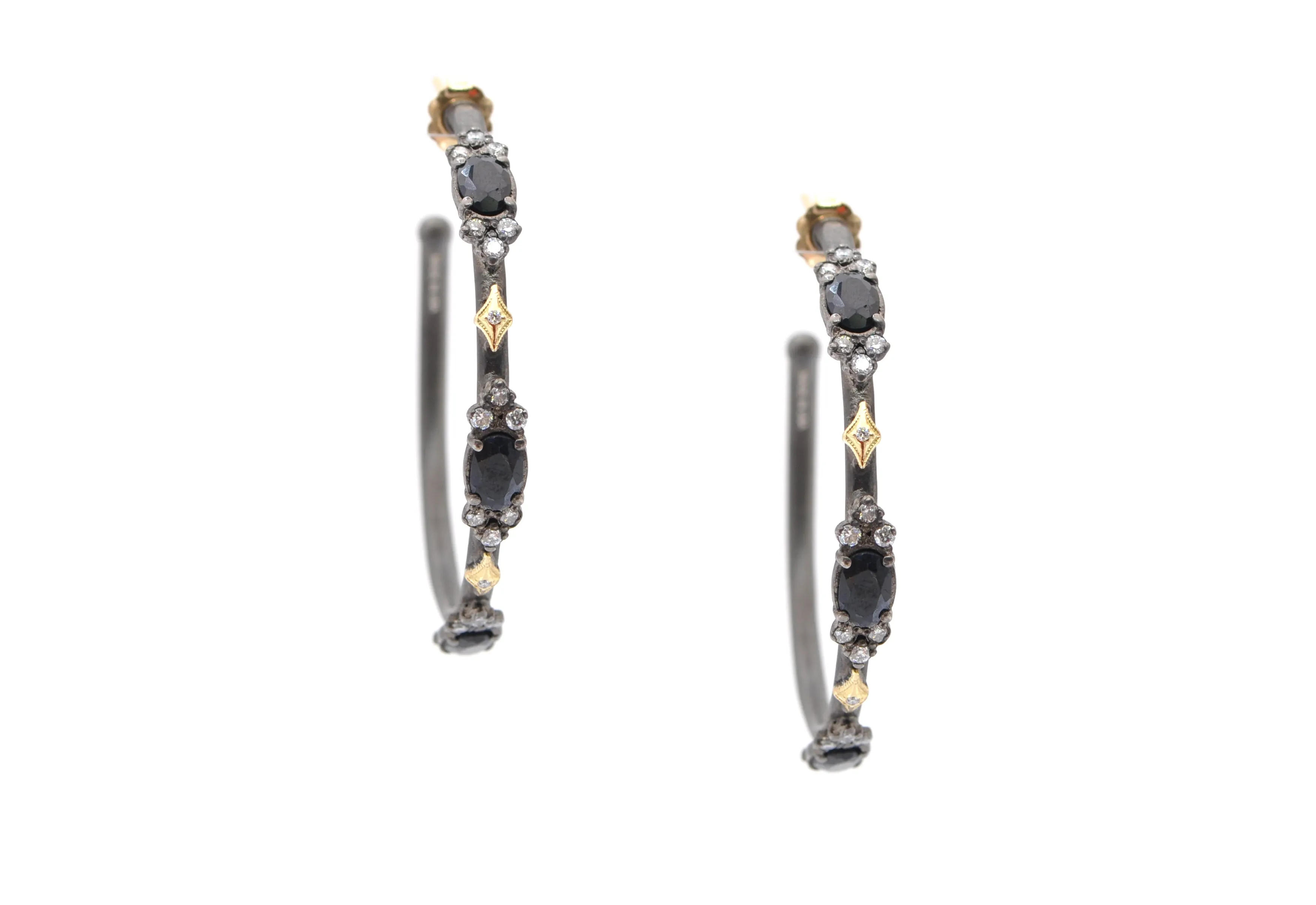 Oval Cluster Hoop Earrings