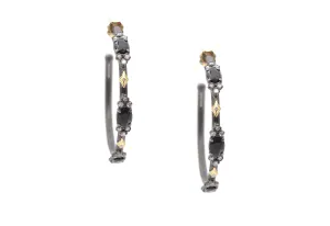 Oval Cluster Hoop Earrings