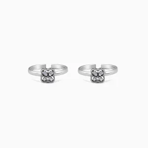 Oxidised Silver Clover Toe Rings