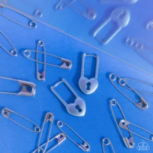 Pampered Padlock - Blue - Metallic Heart Paparazzi Hinge Hoop Earrings