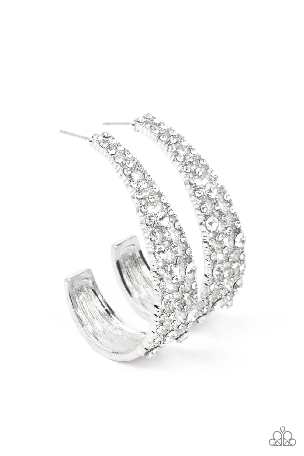 Paparazzi Cold as Ice - White Hoop Earrings