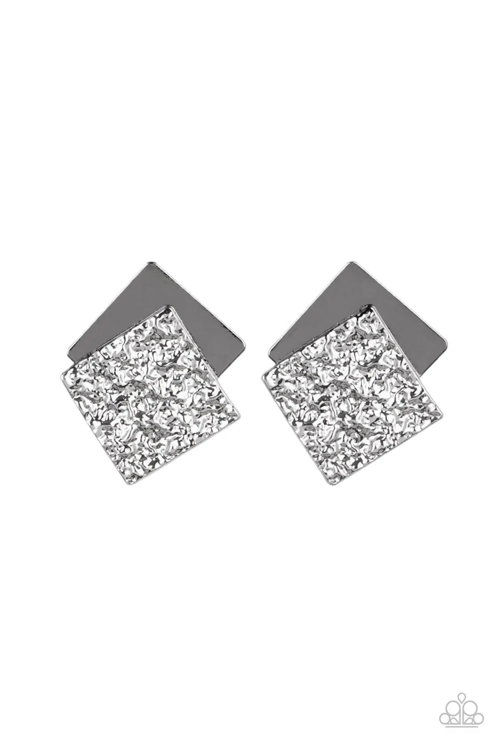 Paparazzi Square With Style - Black/Gold Square Earrings
