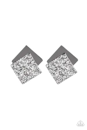 Paparazzi Square With Style - Black/Gold Square Earrings