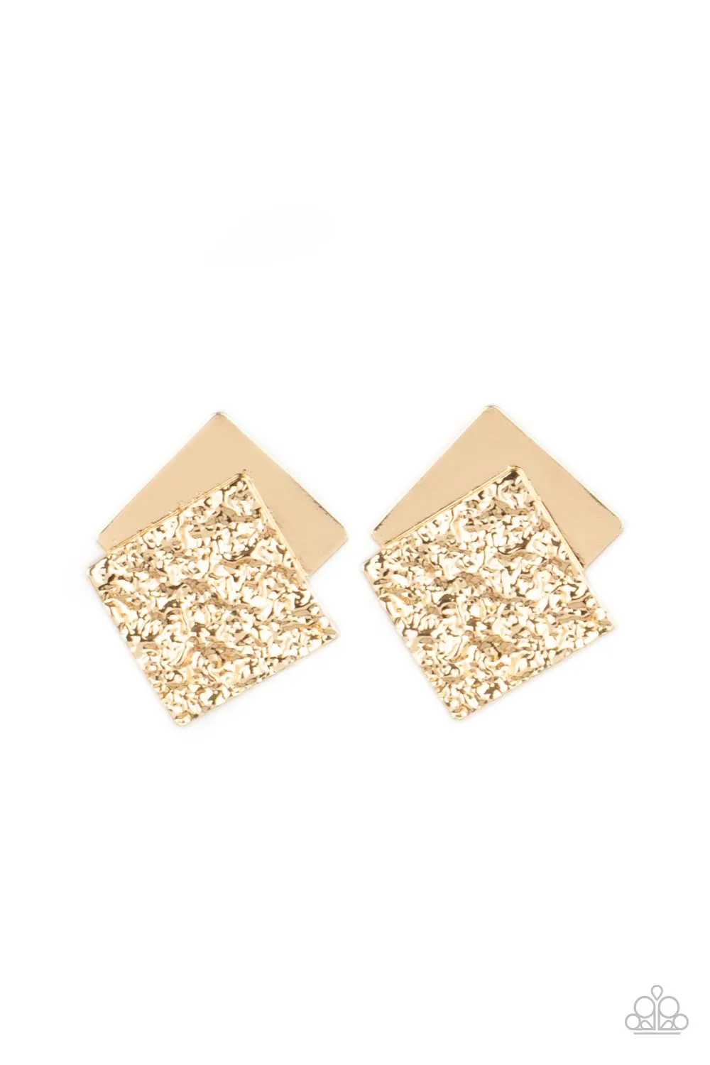 Paparazzi Square With Style - Black/Gold Square Earrings
